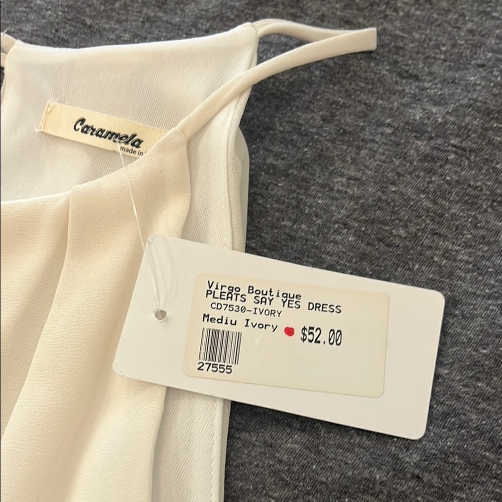 Caramela Cream Halter Sundress Wedding Guest - Picture 4 of 14